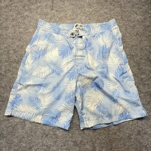 Trunks Surf & Swim Co. Board Shorts Mens L Palm Leaf Polyester Blue Striped